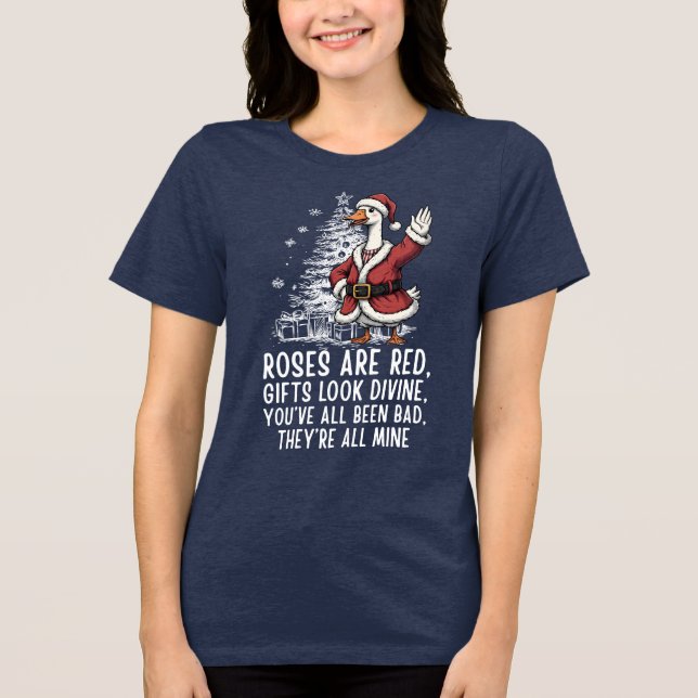 Santa Goose On The Loose - Funny Christmas Gift T Shirt (Framsida)