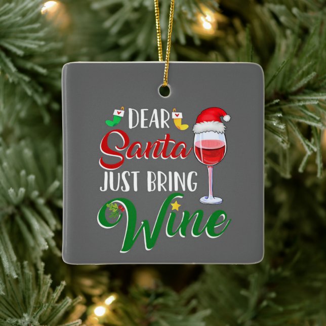 SANTA GÖR JU JUST *VIN* DENNA CHRISTMAS JULGRANSPRYDNAD KERAMIK (Träd)
