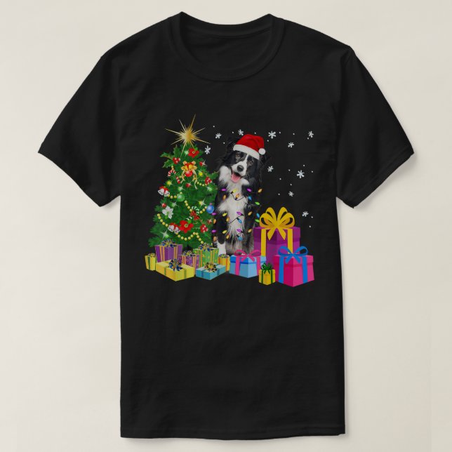 Santa Gräns Collie Hund Light Funny T Shirt (Design framsida)