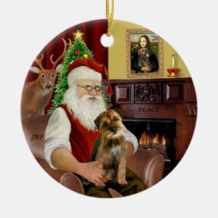 Santa - Gräns Terrier 1 Julgransprydnad Keramik