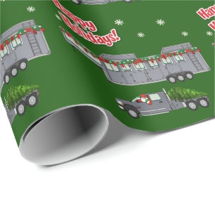 Santa Grått Lastbil och Horse Trailer Jul Presentpapper