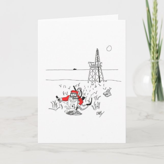 Santa Grävande olja Helgkort (Framsida)