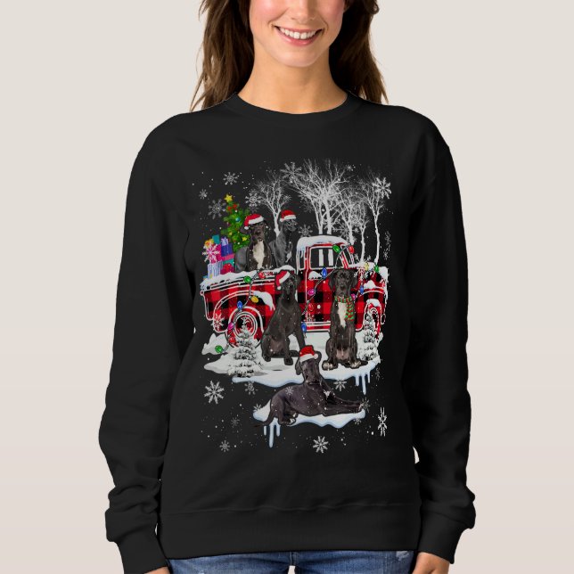 Santa Great dane med rödskuren Plocka upp Lastbil  T Shirt (Framsida)