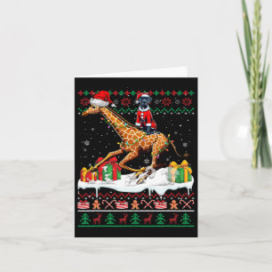 Santa Great dane Riding Giraffe jul Sweater Kort