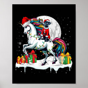 Santa Great dane Riding Unicorn, ägare Ki Poster