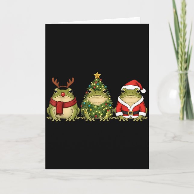Santa Green Frog Christmas Tree Frog Lover Animal  Kort (Framsida)