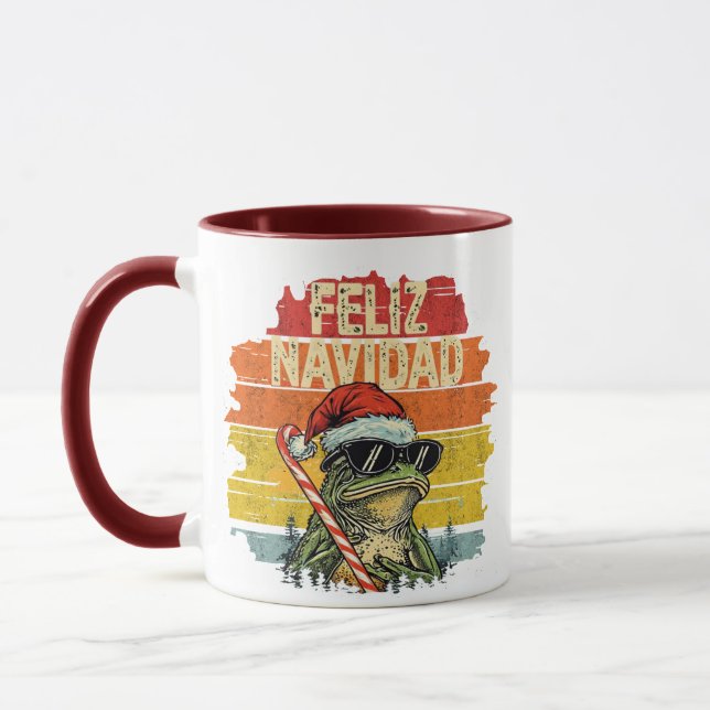 Santa Groda Feliz Navidad Mugg - Vintage Solnedgån (Vänster)