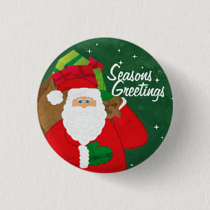 Santa grönt och rött knäppas/emblem knapp