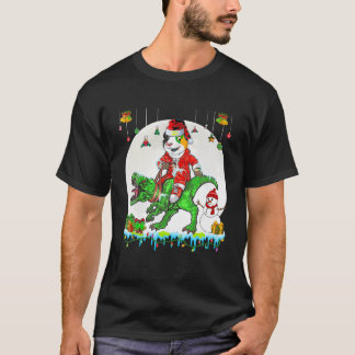 Santa Guinea Gris Riding T Rex jul Ljus Sno T Shirt