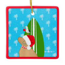 Santa Gul lab Surfboard Hund jul Ornament