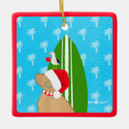 Santa Gul lab Surfboard Hund jul Ornament