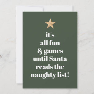 Santa Guld Star Modern Träd Font Funny Quote Grönt Julkort