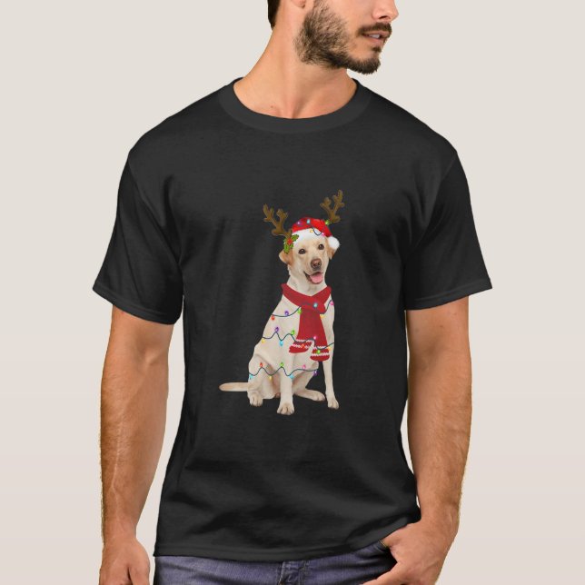 Santa Gult Labrador Hund Gorgous Reindeer Light T Shirt (Framsida)