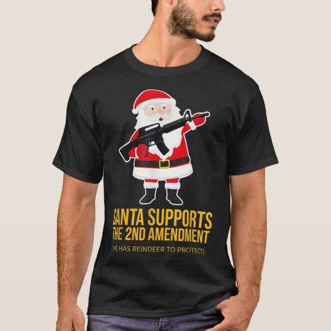 Santa Gun 2:a ändringsjulen T Shirt (Framsida)