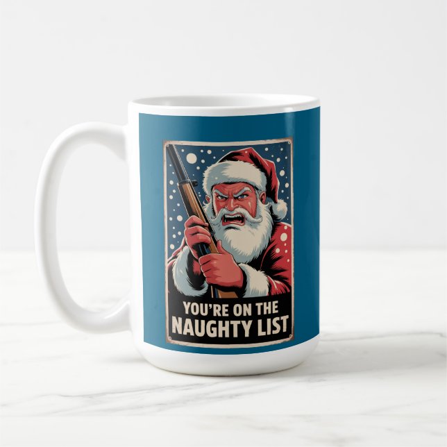 Santa Gun Naughty List Second Amendment Kaffemugg (Vänster)