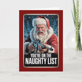 Santa Gun Naughty List Vintage Jul Anpassad Kort