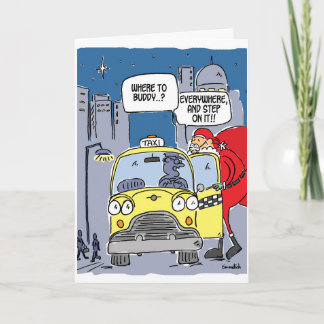 Santa hagel en taxi helgkort