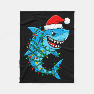 Santa haj shark julbelysning sharkmas träd xmas fleecefilt