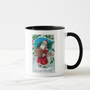 Santa hållande basket av leksakplatsen mugg