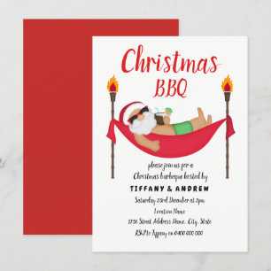 Santa Hammock Sommar jul Barbeque BBQ Inbjudan