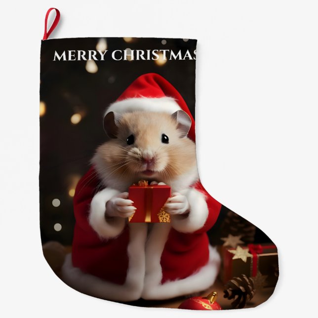 Santa Hamster jul Stocking Stor Julstrumpa (Framsidan)