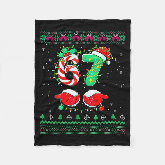 Santa Hands 67 Christmas Ugly Sweater Six Seven Me Fleecefilt (Framsidan)