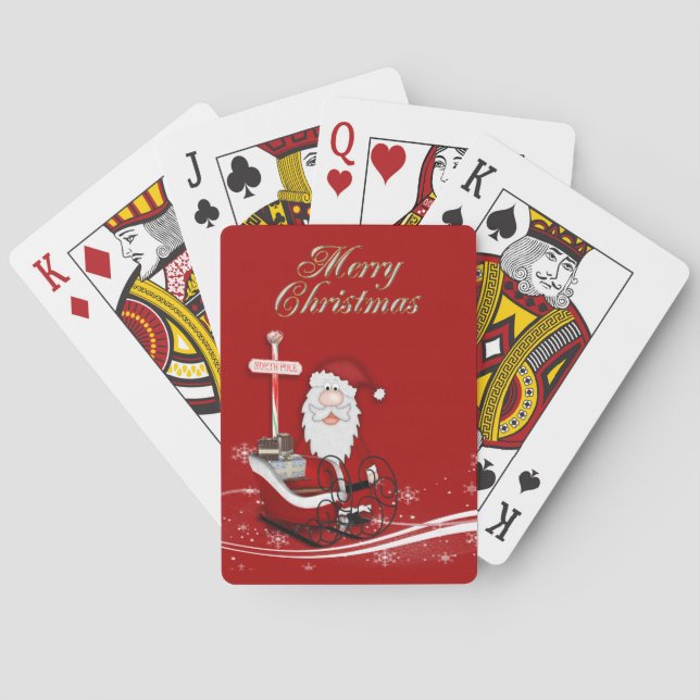 Santa & Hans Sleigh God jul Spelkort (Baksidan)