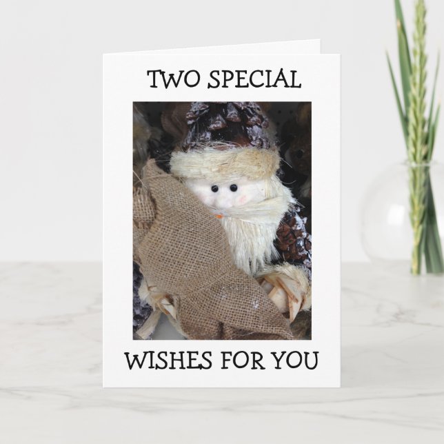 SANTA HAR 2 SPECIELLA ÖNSKEMÅL FÖR DIG HELGKORT (Framsida)