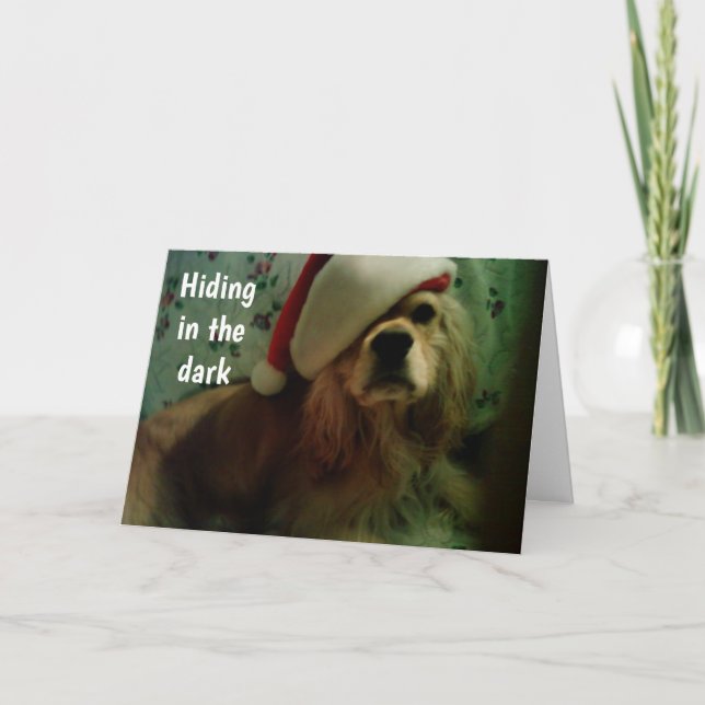 SANTA HÄR ÄNNU? COCKER SPANIEL KÄRLEK HELGKORT (Framsida)