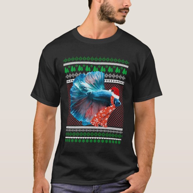 Santa Har Betta Fish julgrafik Tee (Framsida)