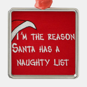 "SANTA HAR EN NAUGHTY LIST" ORNATION JULGRANSPRYDNAD METALL