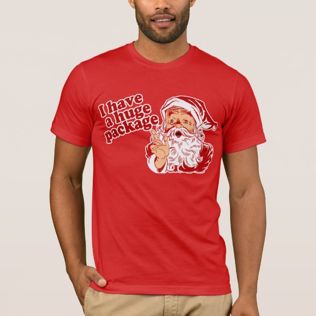 Santa har ett enormt paket t shirt (Framsida)