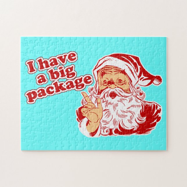 Santa har ett stort paket pussel (Horisontell)