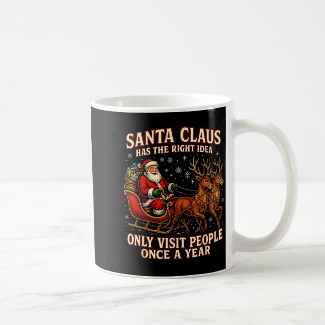 Santa Has The Right Idea Funny Introvert Christmas Kaffemugg (Höger)