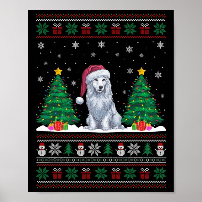 Santa Hat Akbash Hund Ljus Ugly Sw Poster (Framsidan)