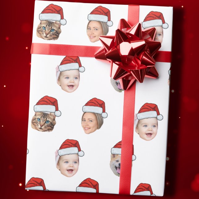 Santa Hat Anpassningsbar Family Ansikte 5 Foton ju Presentpapper (Skapare uppladdad)