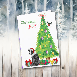Santa Hat Australian shepherd och Julgran Helgkort