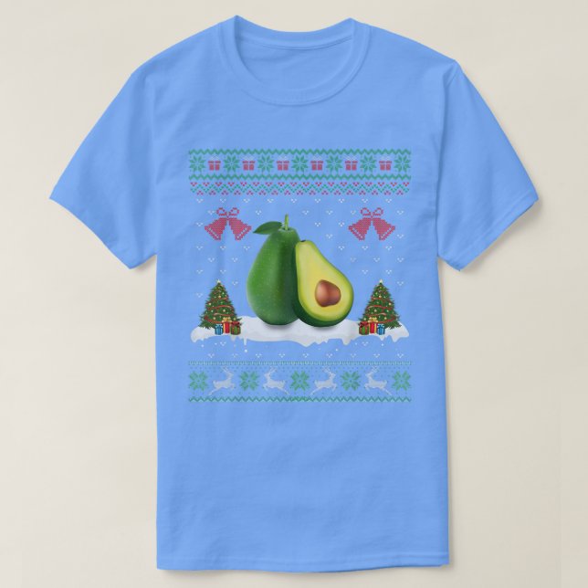 Santa Hat Avocado Fruit Julafton Lighting Ugly Avo T Shirt (Design framsida)