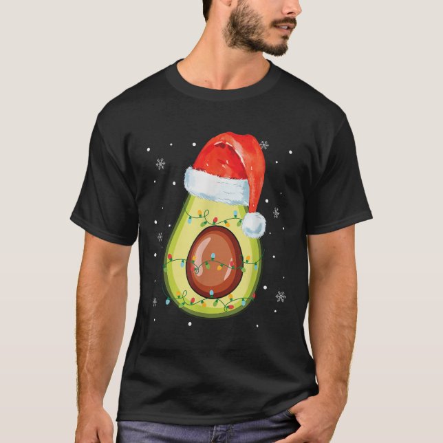 Santa Hat Avocado God jul Vegan Pajama T Shirt (Framsida)