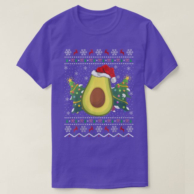 Santa Hat Avocado Ugly Christmas Sweater Fruit Lov T Shirt (Design framsida)