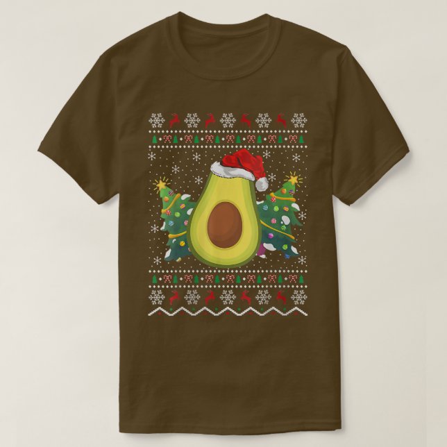 Santa Hat Avocado Ugly jul Sweater Fruit Lov T Shirt (Design framsida)