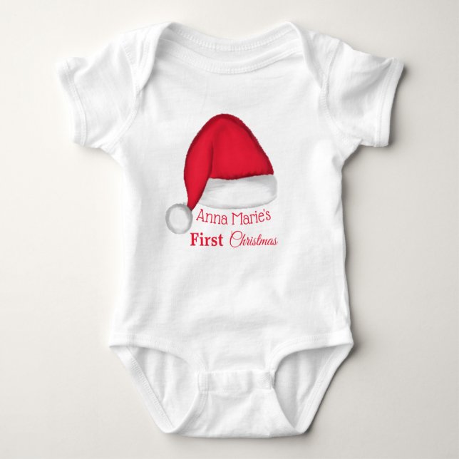 Santa Hat Baby T Shirt Personlig (Framsida)