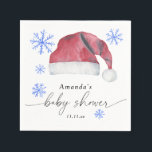 Santa Hat - babydusch Pappersservett<br><div class="desc">Inbjudan dina gäster med den här vattenfärgen Santa hat och snöflingor - inbjudan till elegant för babydusch. Använda designen verktyg för att redigera texten,  ändra teckensnittet färg och stil för att skapa en unik inbjudan av typen inbjudningsdesign. Matchande objekt är tillgängliga.</div>