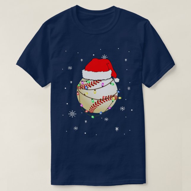 Santa Hat Baseball jul Ljus Glad helg T Shirt (Design framsida)