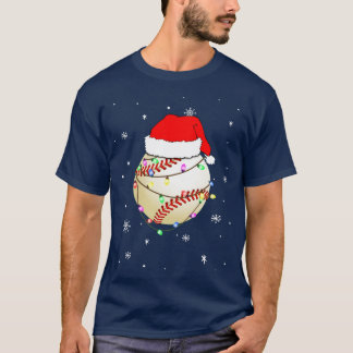 Santa Hat Baseball jul Ljus Glad helg T Shirt