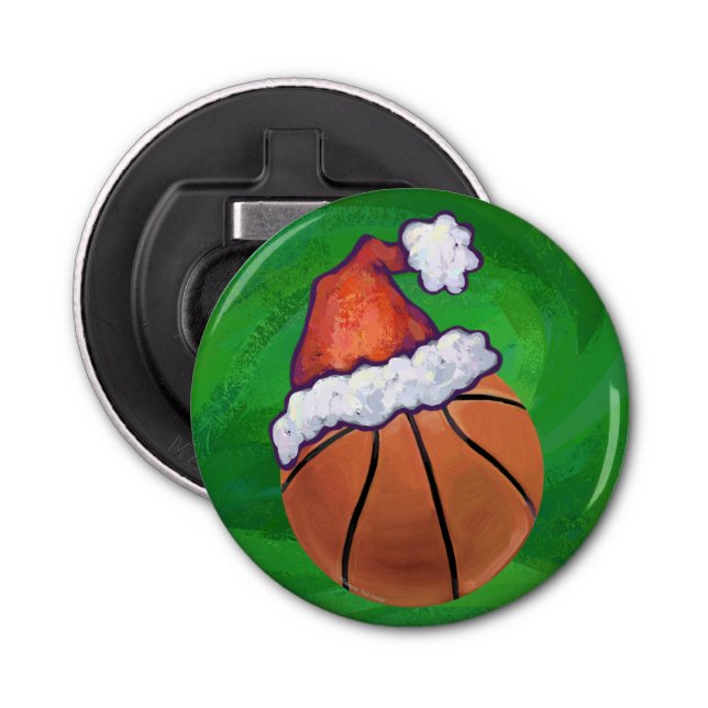 Santa Hat Basketball på Grönt Flasköppnare (Framsidan)