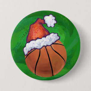 Santa Hat Basketball på Grönt Knapp