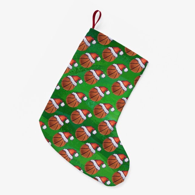 Santa Hat Basketball på Grönt Liten Julstrumpa (Framsidan (Hängande))
