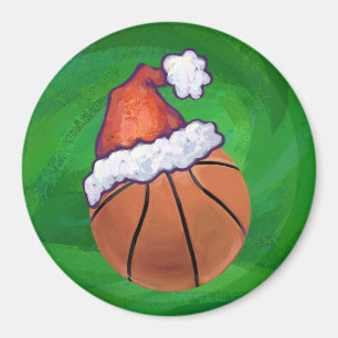 Santa Hat Basketball på Grönt Magnet