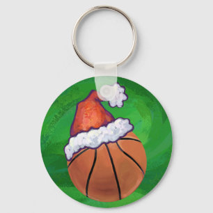 Santa Hat Basketball på Grönt Nyckelring